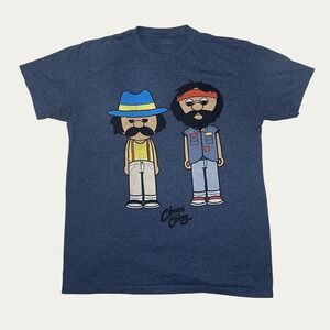 Cheech and Chong Medium Graphic T-Shirt Mens Navy Blue Heather Cartoon Comedy
